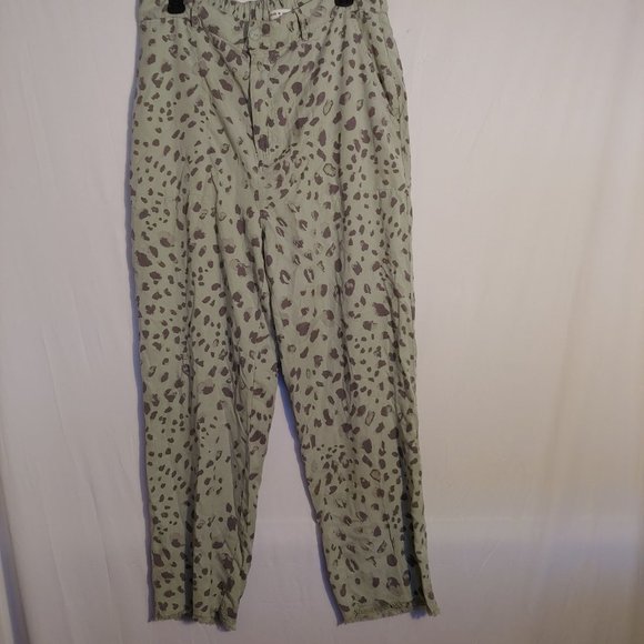 Cloth & Stone womens straight leg zip casual cheetah green/gray XL - Picture 1 of 14